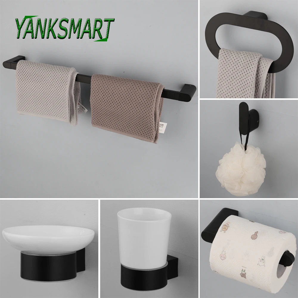 YANKSMART Bathroom Hardware Set Matte Black Wall Mounted Towel Bar Paper Holder Toothbrush Storage Rack Bathroom Accessories
YANKSMART Bathroom Hardware Set Matte Black Wall Mounted Towel Bar Paper Holder Toothbrush Storage Rack Bathroom Accessories