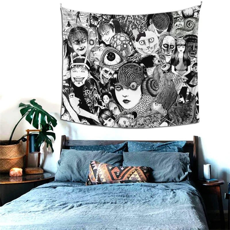 FFO Junji Ito Tapestry Wall Hanging Curtain Japanese Kago Manga Horror Tomie Harajuku Tapestries Polyester Picnic Blanket
FFO Junji Ito Tapestry Wall Hanging Curtain Japanese Kago Manga Horror Tomie Harajuku Tapestries Polyester Picnic Blanket