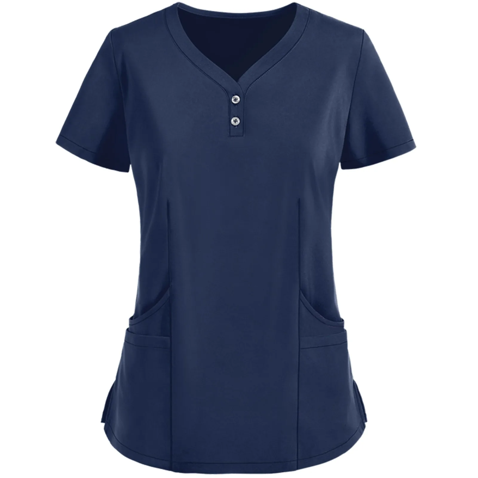 Short Sleeve V-neck Scrub Tops Women Solid Nursing Working Uniform T-shirts Beuty Slon Pet Hospital Workwear Blouse Cares Tunic 
Short Sleeve V-neck Scrub Tops Women Solid Nursing Working Uniform T-shirts Beuty Slon Pet Hospital Workwear Blouse Cares Tunic