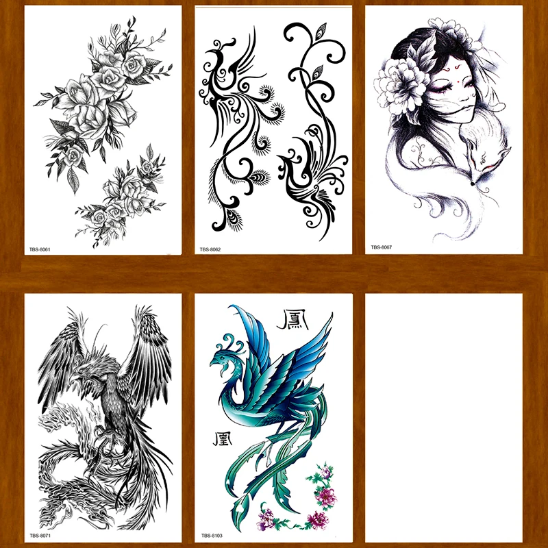 Phoenix/beauty/Rose Flower Temporary Tattoo Stickers Tatoo Men henna Tatoo body art tattoo Waterproof temporary tattoos
Phoenix/beauty/Rose Flower Temporary Tattoo Stickers Tatoo Men henna Tatoo body art tattoo Waterproof temporary tattoos