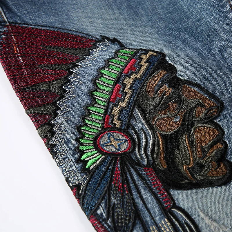 New Mens Jeans Male Denim Pant High Quality Indians Embroider Retro Ripped Slim Streetwear Straight Jeans Casual Pants AF1701
New Mens Jeans Male Denim Pant High Quality Indians Embroider Retro Ripped Slim Streetwear Straight Jeans Casual Pants AF1701