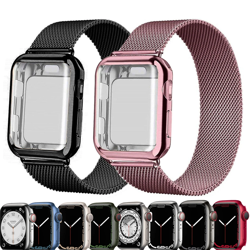 Чехол и ремешок для Apple Watch band 45 мм 41 мм 40 мм 44 мм, металлический чехол с покрытием и ремешок из нержавеющей стали для iWatch series 5 4 3 SE 6 7
Чехол и ремешок для Apple Watch band 45 мм 41 мм 40 мм 44 мм, металлический чехол с покрытием и ремешок из нержавеющей стали для iWatch series 5 4 3 SE 6 7