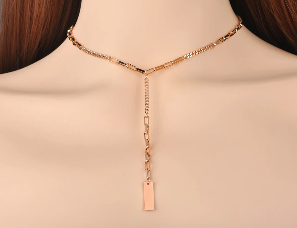 Женская цепочка-чокер Lokaer ожерелье с подвеской геометрической формы из