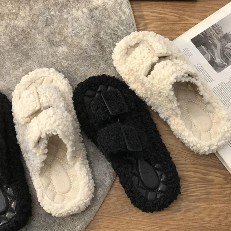 Женские зимние меховые шлепанцы, сланцы для дома, короткая плюшевая Повседневная Уличная обувь, модные шлепанцы на платформе, меховые тапки
Женские зимние меховые шлепанцы, сланцы для дома, короткая плюшевая Повседневная Уличная обувь, модные шлепанцы на платформе, меховые тапки