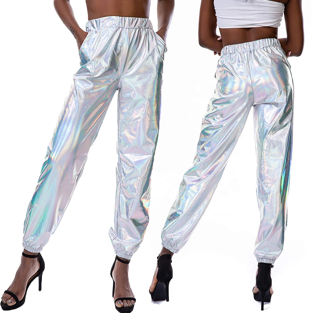 Hirigin Women Fashion Smoothy Reflective Pants High Waist Metallic Shiny Jogger Casual Holographic Color Streetwear Trousers
Hirigin Women Fashion Smoothy Reflective Pants High Waist Metallic Shiny Jogger Casual Holographic Color Streetwear Trousers