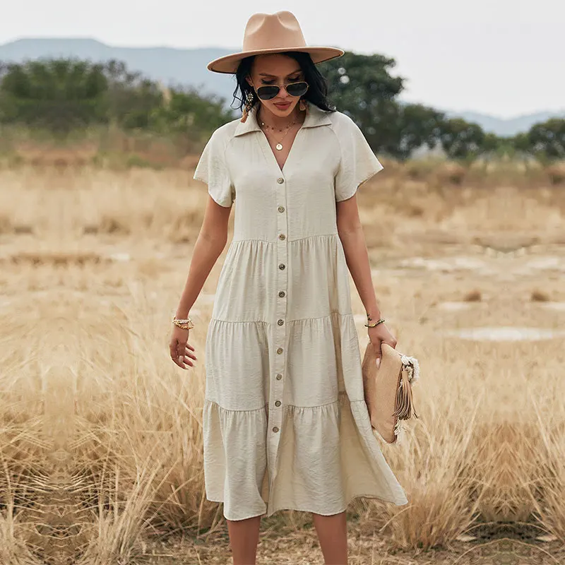 Zoulv Women 2021 Casual V Neck Summer Dress Ladies Holiday High Waist A Line Dresses Spring New Single Breasted Solid Dress
Zoulv Women 2021 Casual V Neck Summer Dress Ladies Holiday High Waist A Line Dresses Spring New Single Breasted Solid Dress