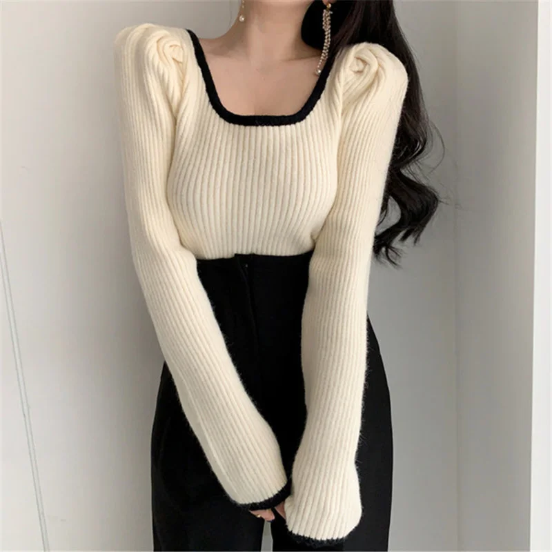 Spring Autumn Fashion Long Sleeve French Style Vintage Soft Square Collar Leaky Collarbone Long Sleeve Knitted Sweater Pullover
Spring Autumn Fashion Long Sleeve French Style Vintage Soft Square Collar Leaky Collarbone Long Sleeve Knitted Sweater Pullover