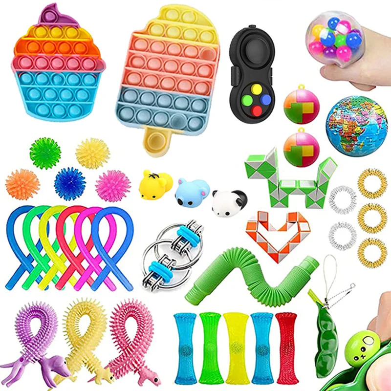 40pcs Fidget Toy Set for Anxiety Squeeze Soft Stress Ball Stretchy Strings Push Bubble Relief Pressure Fidget Pad Children Gift
40pcs Fidget Toy Set for Anxiety Squeeze Soft Stress Ball Stretchy Strings Push Bubble Relief Pressure Fidget Pad Children Gift