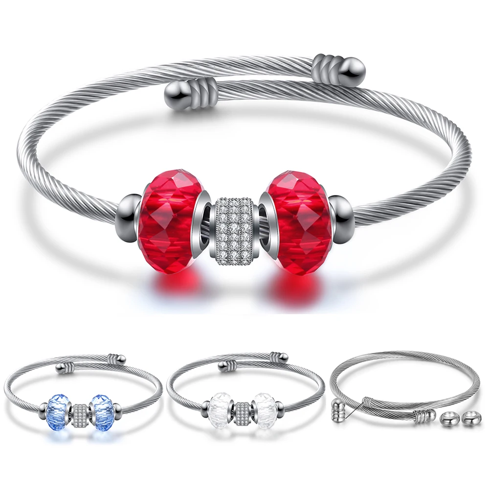 Fashion Love DIY Jewelry Bracelets for Women Beads Changable Stainless Steel Glass Charm Bracelet Bangle with Murano Beads
Fashion Love DIY Jewelry Bracelets for Women Beads Changable Stainless Steel Glass Charm Bracelet Bangle with Murano Beads