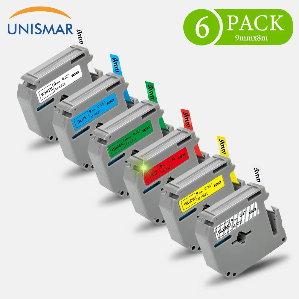 Unismar м ленты MK221 MK121 MK421 MK521 MK621 MK721 6PK 9 мм черный на белом фоне совместимы для Brother MPT-70 PT-80 PT-85 этикетировщик
Unismar м ленты MK221 MK121 MK421 MK521 MK621 MK721 6PK 9 мм черный на белом фоне совместимы для Brother MPT-70 PT-80 PT-85 этикетировщик
