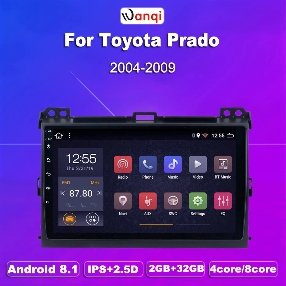 2G ram 32G rom 9 дюймов Android 8 1 для Toyota Prado 2004-2009 Автомобильный dvd-плеер gps навигация радио |