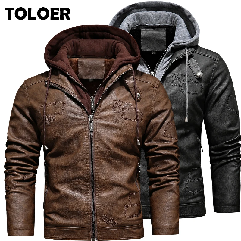 Leather Jacket Men Winter Fleece Motorcycle Pu Leather Jackets Male Hooded Casual Windbreaker Slim Coat Plus Size Outwear Coats
Leather Jacket Men Winter Fleece Motorcycle Pu Leather Jackets Male Hooded Casual Windbreaker Slim Coat Plus Size Outwear Coats