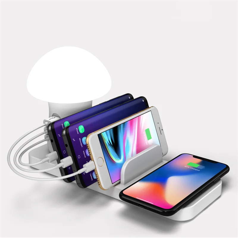 Multi USB Charger Port Mushroom Lamp Night LED Light for xiaomi Samsung Phone QC3.0 Fast Wireless Charging Station Dock Hub 
Multi USB Charger Port Mushroom Lamp Night LED Light for xiaomi Samsung Phone QC3.0 Fast Wireless Charging Station Dock Hub