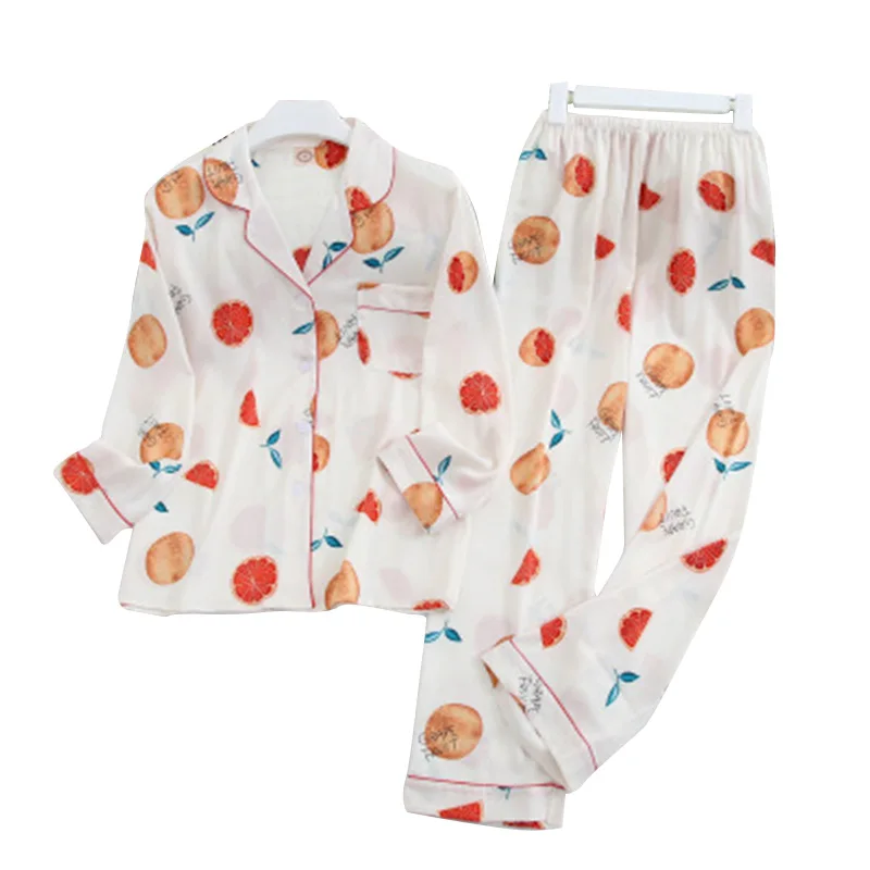 2PCS Print Pajamas Sets Spring Womens Satin Sleepwear Sleep Suit Long Sleeve Pijamas Turn-down Collar Sleepwear Casual Home Wea
2PCS Print Pajamas Sets Spring Womens Satin Sleepwear Sleep Suit Long Sleeve Pijamas Turn-down Collar Sleepwear Casual Home Wea