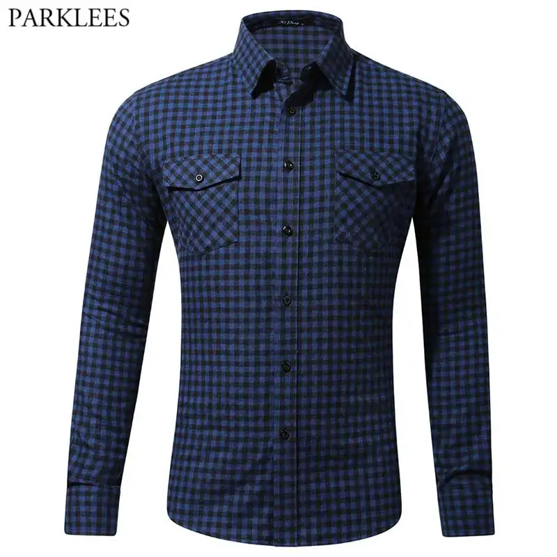 Retro Plaid Flannel Shirt Men Fashion Double Pocket Casual Button Down Shirts Mens Long Sleeve Work Camp Out Shirt Male Chemsie
Retro Plaid Flannel Shirt Men Fashion Double Pocket Casual Button Down Shirts Mens Long Sleeve Work Camp Out Shirt Male Chemsie