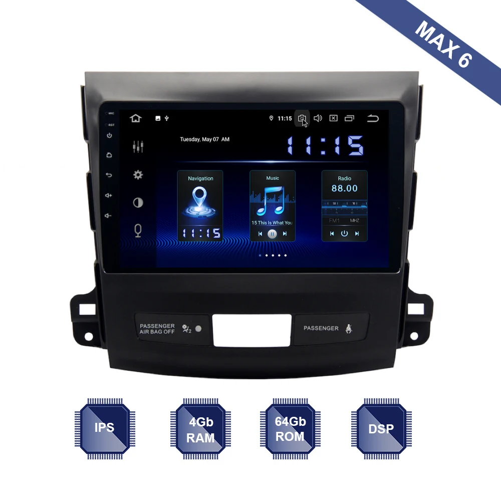 Dasaita Android 10 2 Din GPS для Mitsubishi Outlander 2007 2012 Peugeot 4007 автомобильное радио DSP IPS HDMI 4 Гб + 64 RDS