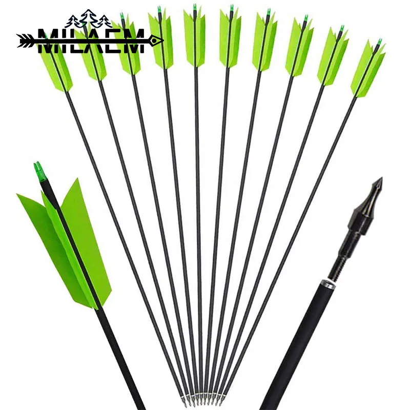 12Pcs Archery Arrow Spine 400 Mixed Carbon Arrow ID6.2mm Green Turkey Feateher Compound Recurve Bow Hunting Shooting Accessories
12Pcs Archery Arrow Spine 400 Mixed Carbon Arrow ID6.2mm Green Turkey Feateher Compound Recurve Bow Hunting Shooting Accessories