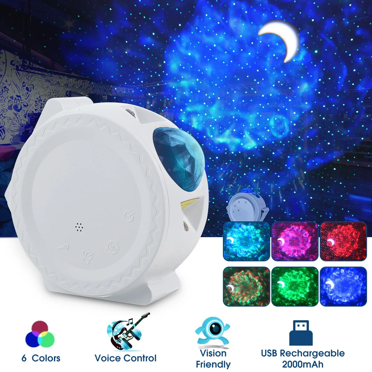 Voice Control Bluetooth Sky Projection Lamp 6 Colors Rotating Led Romantic Starry Night Lights for Kids Moon Stars Projector
Voice Control Bluetooth Sky Projection Lamp 6 Colors Rotating Led Romantic Starry Night Lights for Kids Moon Stars Projector