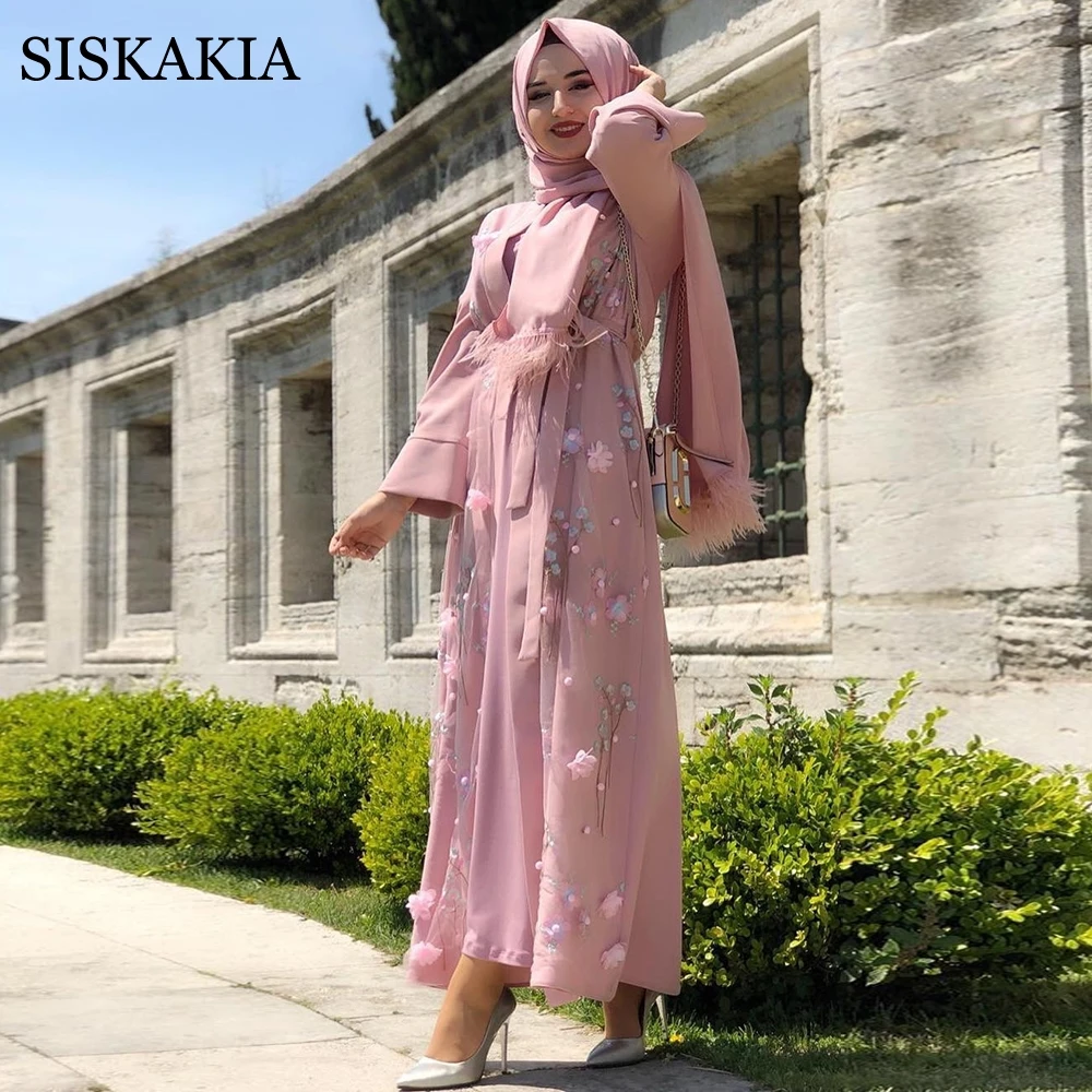 Fashion Muslim Dubai Open Abaya Sweet 3D Flower Embroidery Arabic Turkish Moroccan Cardigan Robe Islamic Women Clothing 2020
Fashion Muslim Dubai Open Abaya Sweet 3D Flower Embroidery Arabic Turkish Moroccan Cardigan Robe Islamic Women Clothing 2020