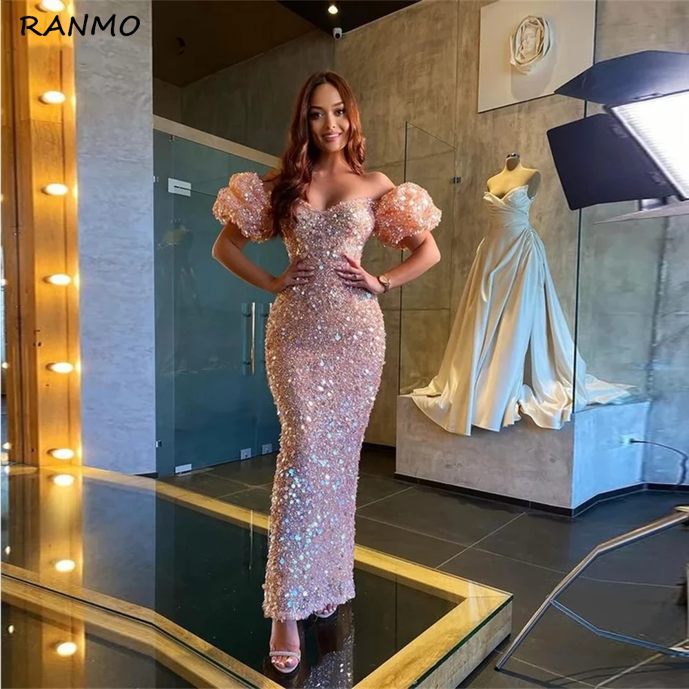 Sparkly Sequins Pink Evening Dresses Long 2021 Off The Shoulder Short Sleeves Prom Party Gown Sweetheart Glitter robes de soirée
Sparkly Sequins Pink Evening Dresses Long 2021 Off The Shoulder Short Sleeves Prom Party Gown Sweetheart Glitter robes de soirée