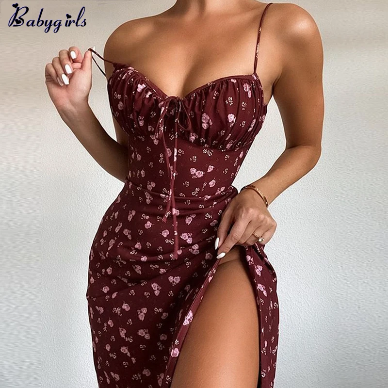 Summer High Split Sexy Wine Floral Dress Women Prairie Chic Spaghetti Straps Backless Chest Draped Lace Up Printing Long Dresses
Summer High Split Sexy Wine Floral Dress Women Prairie Chic Spaghetti Straps Backless Chest Draped Lace Up Printing Long Dresses