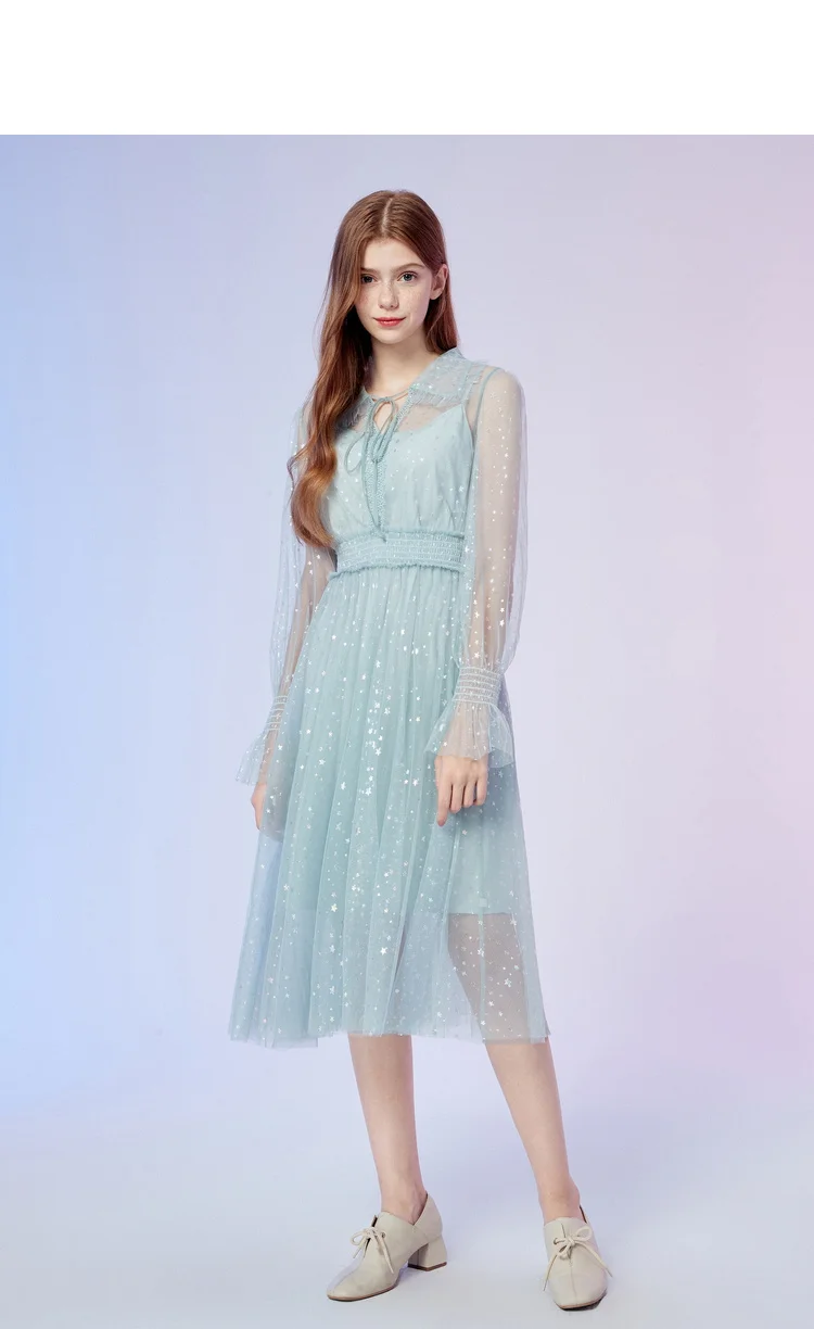 Autumn Women Mid Dress Peter Pan Collar Lace Ruffles Transparent Mesh Dress Sequins High Waist Cute Dress Vestidos
Autumn Women Mid Dress Peter Pan Collar Lace Ruffles Transparent Mesh Dress Sequins High Waist Cute Dress Vestidos