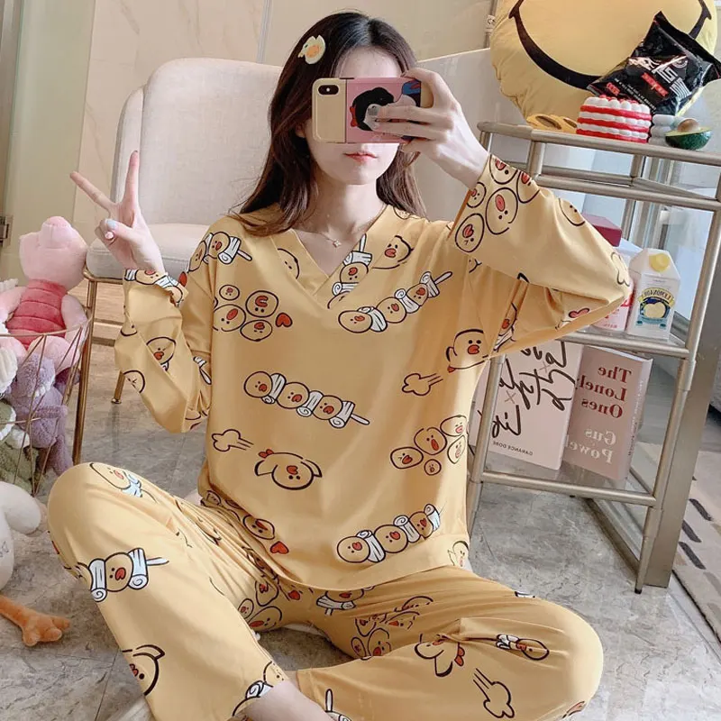 SLPBELY Comfortable Breathable Pyjamas Women Pure Cotton Long sleeve Long trousers Two-Piece Set V-neck Student Leisure pajamas
SLPBELY Comfortable Breathable Pyjamas Women Pure Cotton Long sleeve Long trousers Two-Piece Set V-neck Student Leisure pajamas