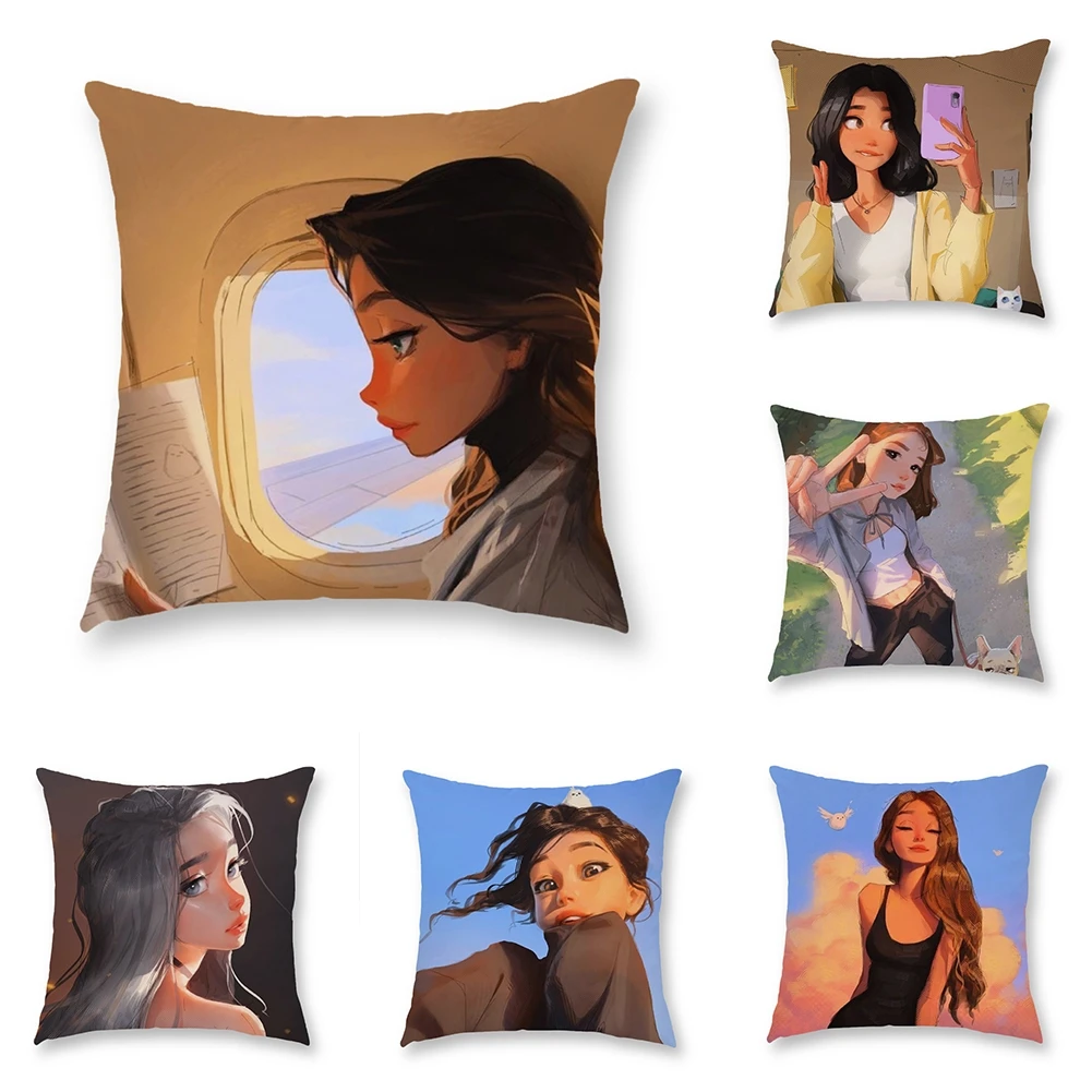 Ins Style Cartoon Beautiful Girl Pillow Case Polyester Cushion Cover for Sofa Home Pillowcase Covers Подушка из мультфильма
Ins Style Cartoon Beautiful Girl Pillow Case Polyester Cushion Cover for Sofa Home Pillowcase Covers Подушка из мультфильма