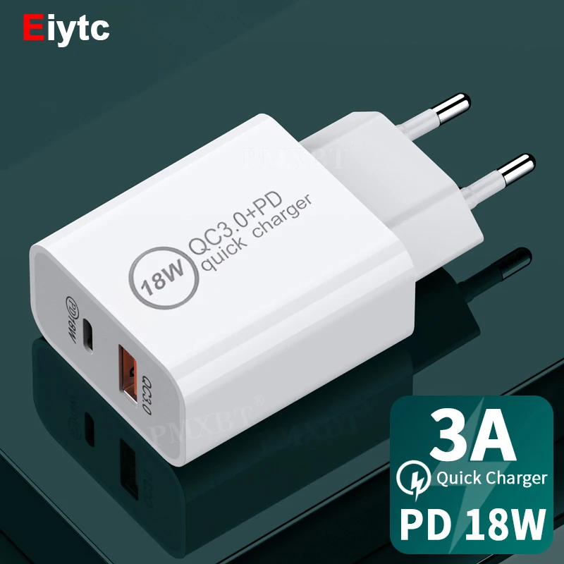

18W PD Type C Quick Charger QC 3.0 EU US UK AU Plug Adapter For iPhone 12 Pro Samsung Mobile Phone Fast Charging USB C Charger