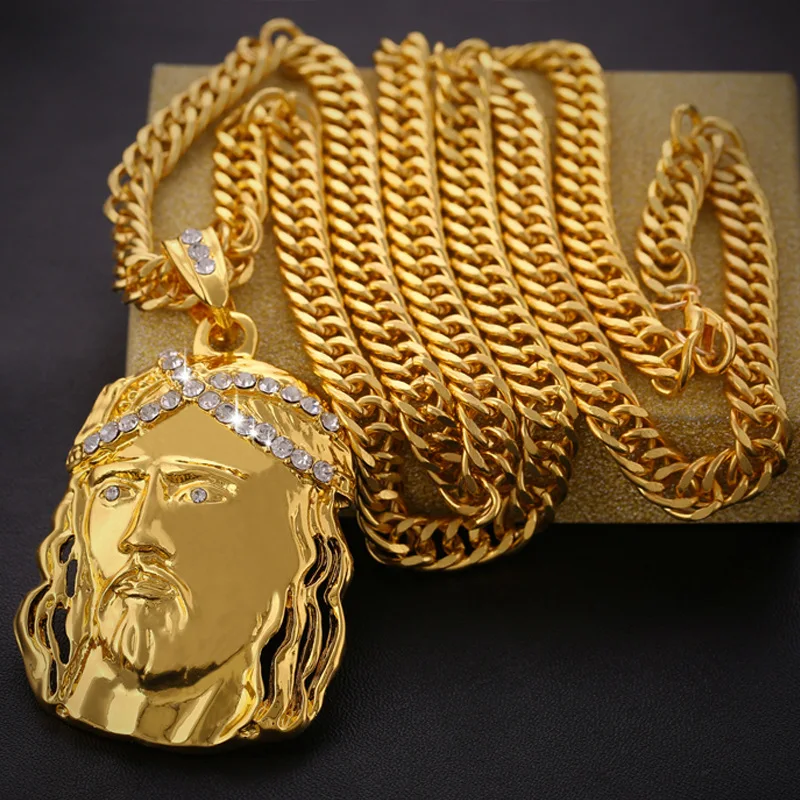 Personality Exaggeration Gold Plated Jesus Necklace Pendant Big Gold Color Chain Hip Hop Jewelry Iced Out Chain Party Gift
Personality Exaggeration Gold Plated Jesus Necklace Pendant Big Gold Color Chain Hip Hop Jewelry Iced Out Chain Party Gift