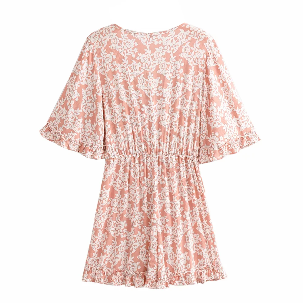 Women Lace-up Print Summer Playsuit Sexy V Neck Short Jumpsuits Casual Ruffles Playsuit Loose Female Beach Holiday Rompers 2021
Women Lace-up Print Summer Playsuit Sexy V Neck Short Jumpsuits Casual Ruffles Playsuit Loose Female Beach Holiday Rompers 2021
