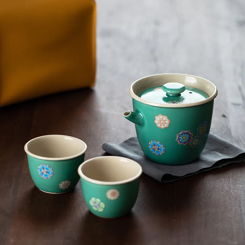 Travel Teaset Japanese Style Turquoise Green Ceramic Quick Guest Cup One Pot Two Cups Outdoor Portable Gift Customization
Travel Teaset Japanese Style Turquoise Green Ceramic Quick Guest Cup One Pot Two Cups Outdoor Portable Gift Customization