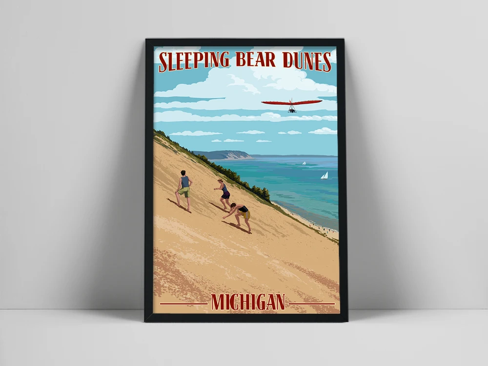 Michigan Travel City Vintage Poster and Prints Wall Art Sleeping Bear Dunes Canvas Painting For Living Room Home Decoration
Michigan Travel City Vintage Poster and Prints Wall Art Sleeping Bear Dunes Canvas Painting For Living Room Home Decoration