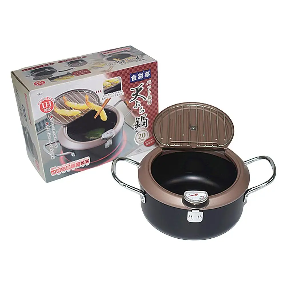 20cm Tempura Deep Fryer with Lid and Oil Filter Holder Household Fryer with Thermometer Temperature-controlled Japanese Pot
20cm Tempura Deep Fryer with Lid and Oil Filter Holder Household Fryer with Thermometer Temperature-controlled Japanese Pot
