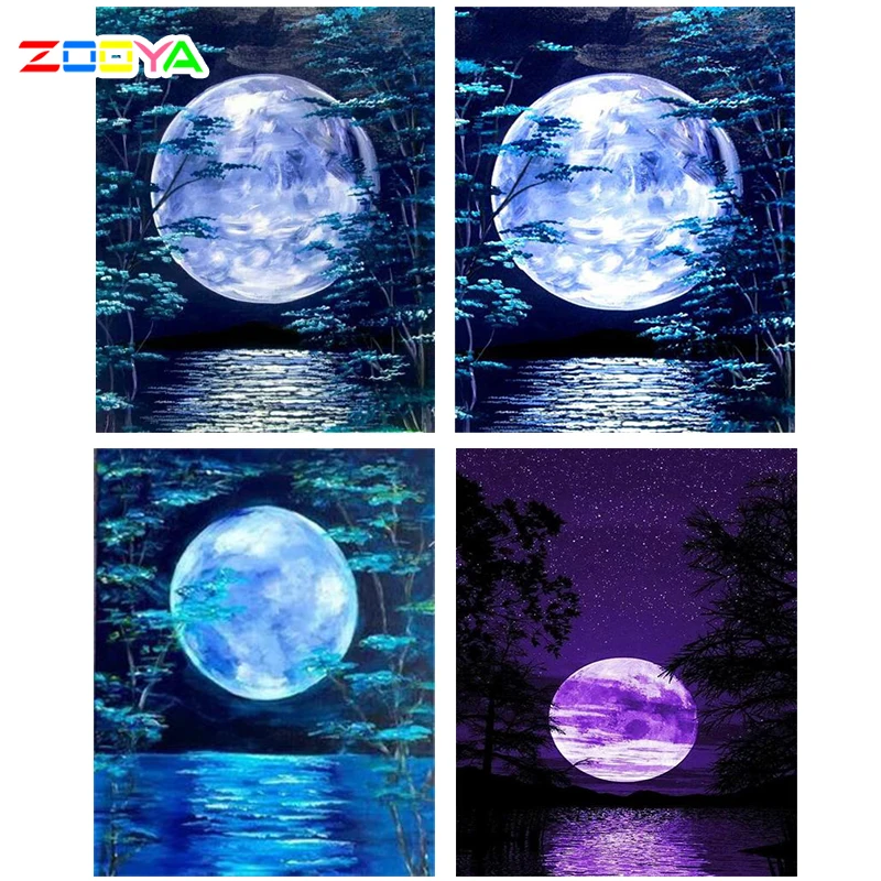 Zooya 5D алмазная живопись сделай сам луна полная выкладка Алмазная мозаика 3D