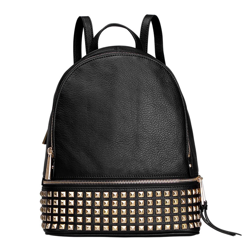 

Quality leather backpack women luxury rivets decorated small backpack school bags luxury studs backpack women designer bag
