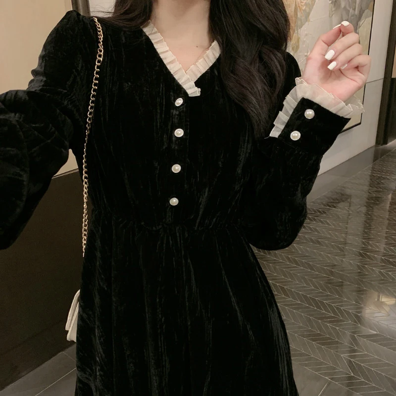 2021Spring and Autumn Vintage Women Gold Velvet Dresses Lady Long Sleeve Dress Midi long Dress FC732
2021Spring and Autumn Vintage Women Gold Velvet Dresses Lady Long Sleeve Dress Midi long Dress FC732
