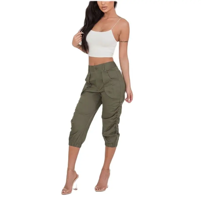 Fashion Summer Women's Trousers Elastic Waist Boho Pants Army Green Lady Cropped Pants Casual High Waist Office Female Trousers
Fashion Summer Women's Trousers Elastic Waist Boho Pants Army Green Lady Cropped Pants Casual High Waist Office Female Trousers
