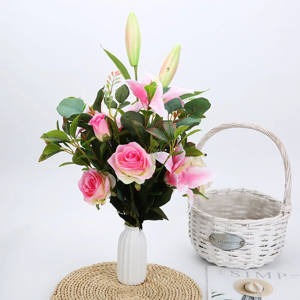 High-end Rose Lily Bouquet Artificial Flower Wedding Bouquet Flower Arrangement Home Hotel Restaurant Decoration Fake Flower DIY
High-end Rose Lily Bouquet Artificial Flower Wedding Bouquet Flower Arrangement Home Hotel Restaurant Decoration Fake Flower DIY