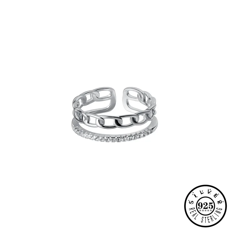 925 Sterling Silver Minimalist Geometric Chain Shape Open Finger Rings Adjustable Knuckle Cubic Zirconia Ring for Women
925 Sterling Silver Minimalist Geometric Chain Shape Open Finger Rings Adjustable Knuckle Cubic Zirconia Ring for Women