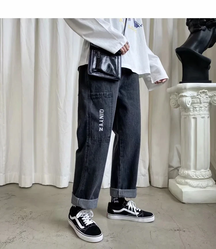 Men Jeans Pants Straight Leg Youngster Elastic Drawstring Waistband Youthful shalwar Boy Casual Slacks Wide Leg baggy pants Blue
Men Jeans Pants Straight Leg Youngster Elastic Drawstring Waistband Youthful shalwar Boy Casual Slacks Wide Leg baggy pants Blue