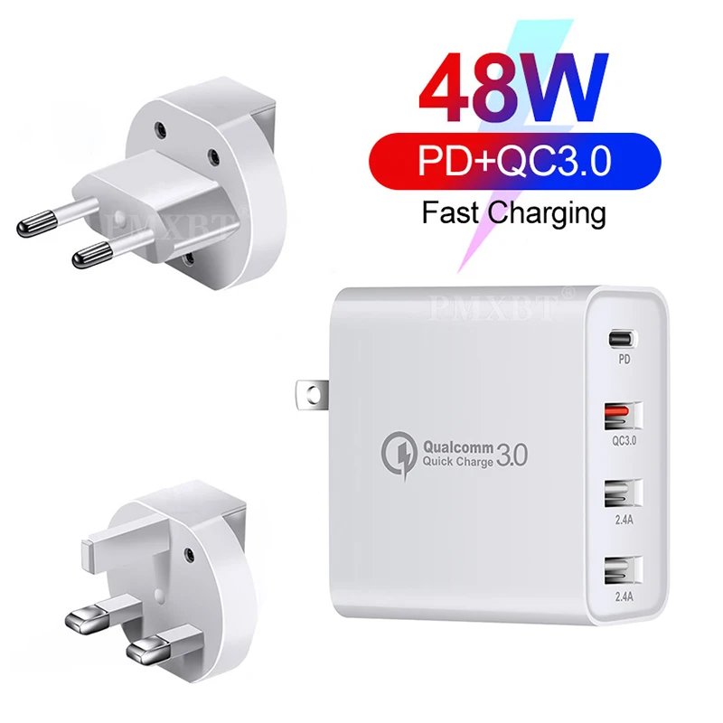 48W Multi USB Quick Charge 3.0 Type C PD Charger QC 3.0 Fast Wall Charger Adapter US EU AU UK Plug For iPhone Samsung Huawei P40
48W Multi USB Quick Charge 3.0 Type C PD Charger QC 3.0 Fast Wall Charger Adapter US EU AU UK Plug For iPhone Samsung Huawei P40