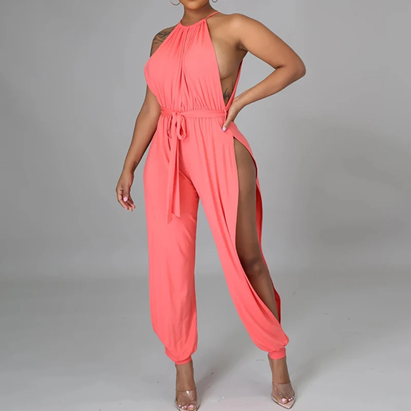 Solid Color Sleeveless Ruched Slit Jumpsuit Sexy One Piece Romper for Women
Solid Color Sleeveless Ruched Slit Jumpsuit Sexy One Piece Romper for Women