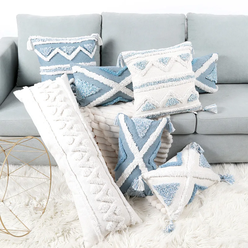 New Blue Geometric Tufted Pillowcase Lengthened Two-seat Sofa Cushions Sofa Decorative Pillows Bedroom Bedside Back Cushion
New Blue Geometric Tufted Pillowcase Lengthened Two-seat Sofa Cushions Sofa Decorative Pillows Bedroom Bedside Back Cushion