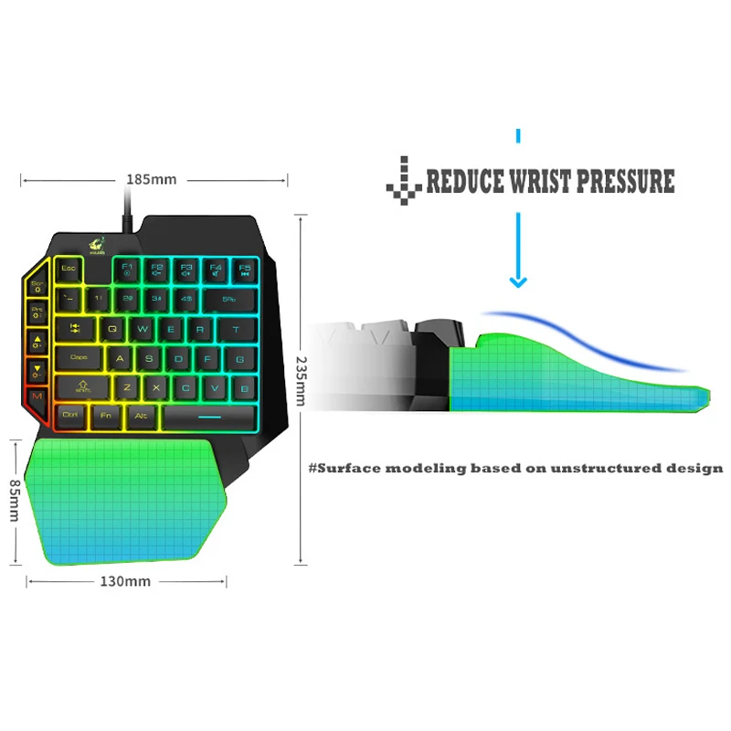 Mini Gaming Keyboard 39 Keys Mobile Tablet One-handed Wired Game Keypad for LOL PUBG CF Game Colorful Backlight Keyboard Gamer
Mini Gaming Keyboard 39 Keys Mobile Tablet One-handed Wired Game Keypad for LOL PUBG CF Game Colorful Backlight Keyboard Gamer