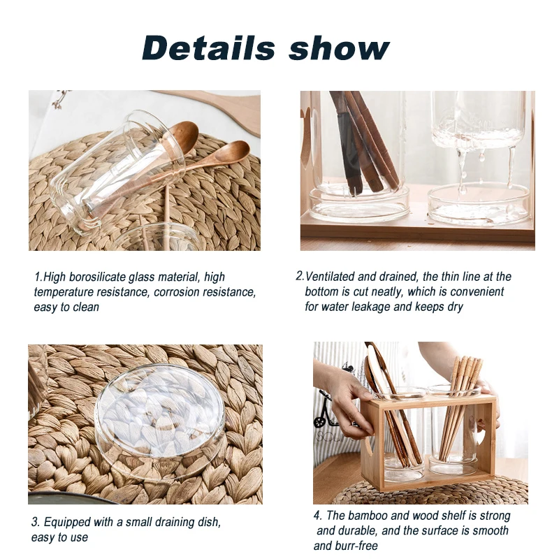 Wood Glass Chopstick Holder Household Transparent Cultery Cage Breathable Kitchen Storage Rack
Wood Glass Chopstick Holder Household Transparent Cultery Cage Breathable Kitchen Storage Rack