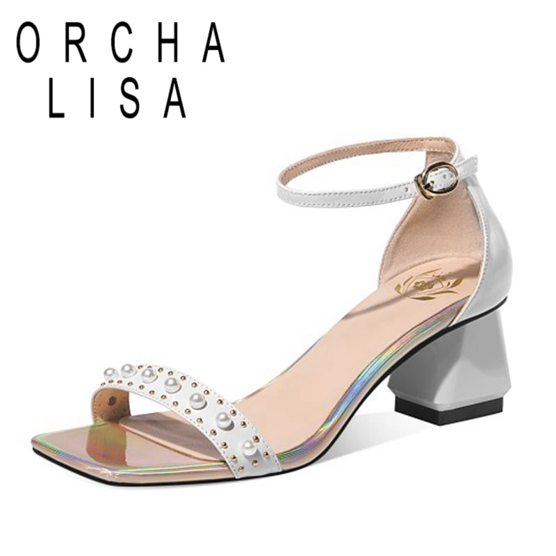 ORCHA LISA Size 42 Cow Leather High Heel Open Toe Rivets Pearl Princess Style Slingback Buckle Straps Sandals Cover Heel B2630
ORCHA LISA Size 42 Cow Leather High Heel Open Toe Rivets Pearl Princess Style Slingback Buckle Straps Sandals Cover Heel B2630