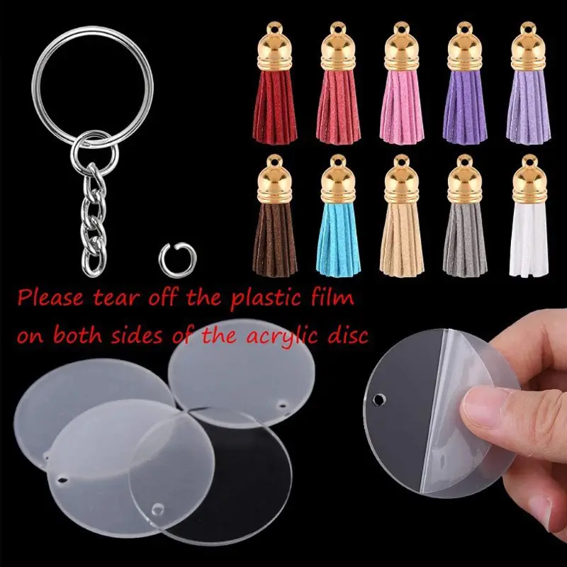 90Pcs Acrylic Clear Circle Discs Keychain Set Round Acrylic Keychain Blank Leather Tassel Pendant Jump Rings for DIY
90Pcs Acrylic Clear Circle Discs Keychain Set Round Acrylic Keychain Blank Leather Tassel Pendant Jump Rings for DIY