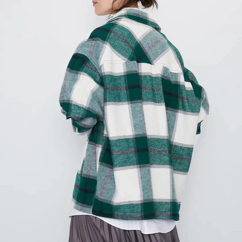 Za Women's Green Plaid Long Coats Jackets Vintage Shirt Coats Oversize Female Long Sleeves Fashion Warm Purple Overcoats Loose t 
Za Women's Green Plaid Long Coats Jackets Vintage Shirt Coats Oversize Female Long Sleeves Fashion Warm Purple Overcoats Loose t