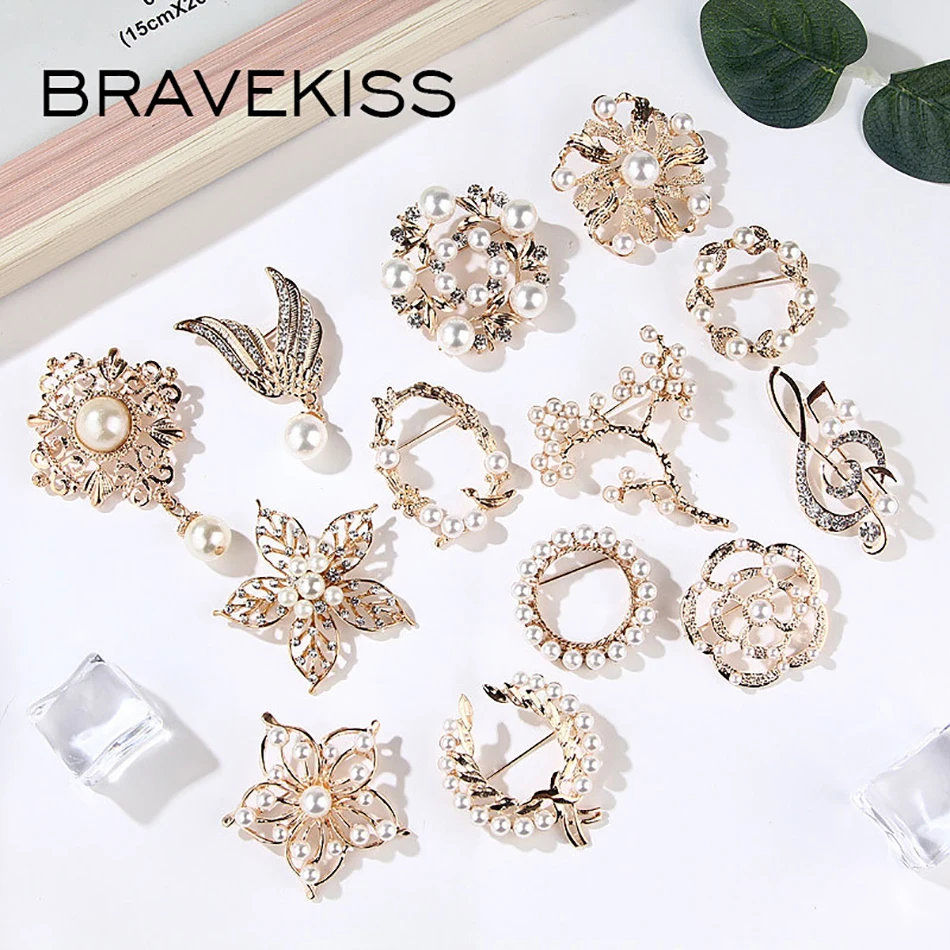 BRAVEKISS цветок Звезда Сердце жемчуг брошь странные вещи Нагрудный значок-булавка